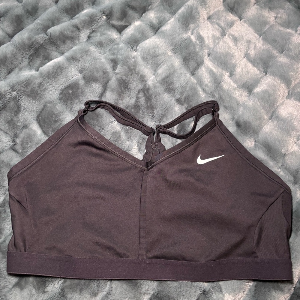 Nike Black Strappy Back Sports Bra with White Swoosh